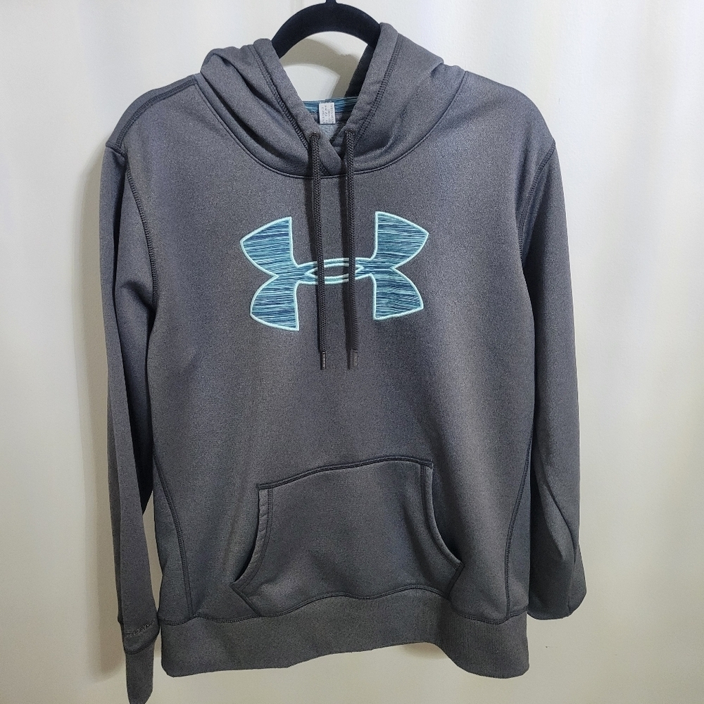 Under Armour Gray Hoodie with Blue Logo Size M